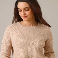 Trui En Vest<Blancheporte Trui met kabelmotieven - patenttricot chiné beige
