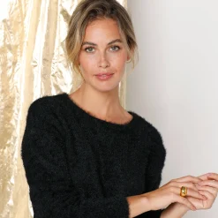Feestoutfits Dames|Trui En Vest<Blancheporte Trui met kanten rug, in harig tricot zwart