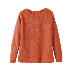 Trui En Vest<Blancheporte Trui met lange mouwen en ronde hals, pareltricot, speciaal voor kleine lengtes paprika