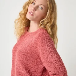 Trui En Vest<Blancheporte Trui met lange mouwen in lusjestricot, afhangende schouders roze
