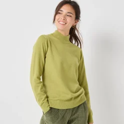 Trui En Vest<Colors&Co Trui met opstaande kraag in lamswol mosgroen
