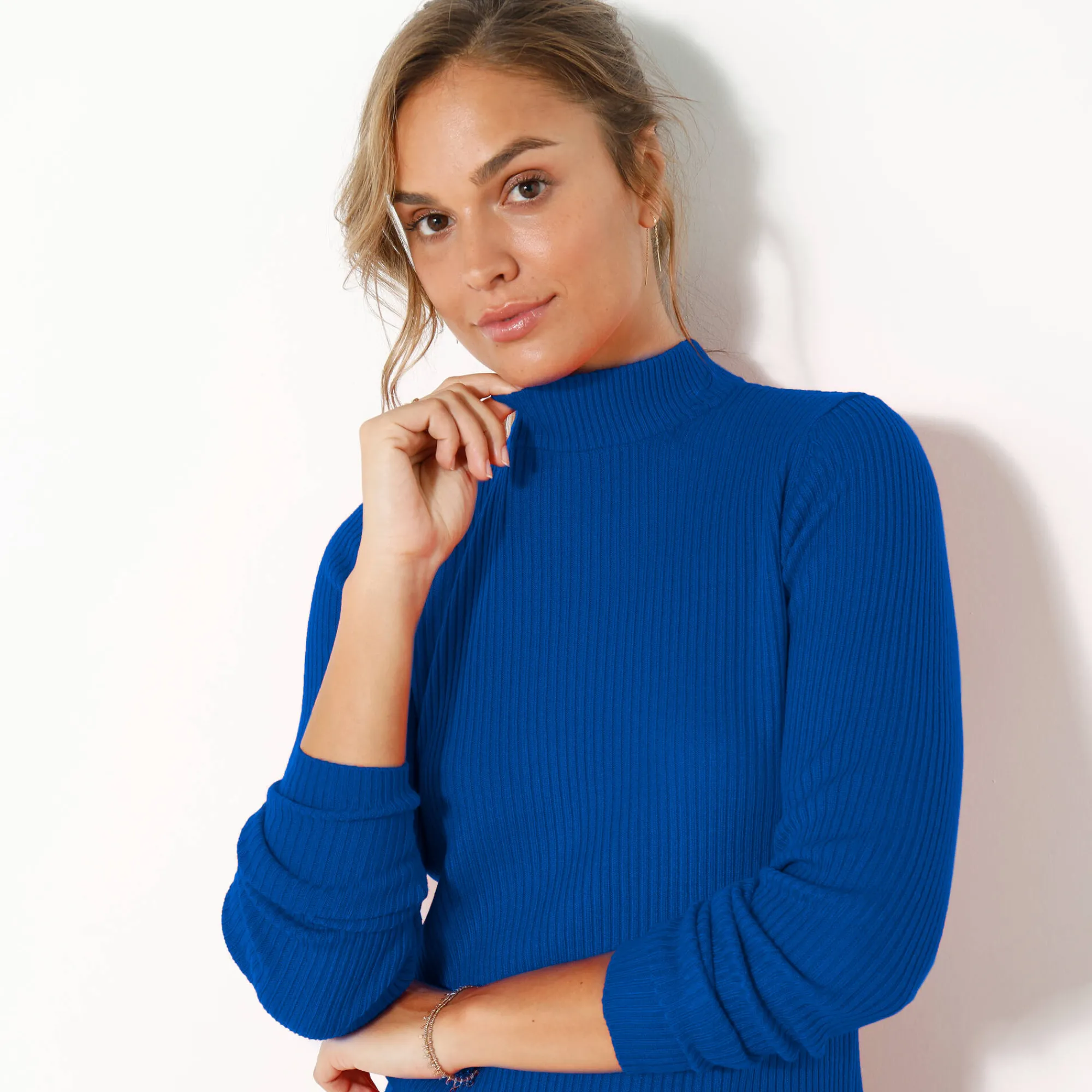 Trui En Vest<Blancheporte Trui met opstaande kraag, 72 cm lang felblauw