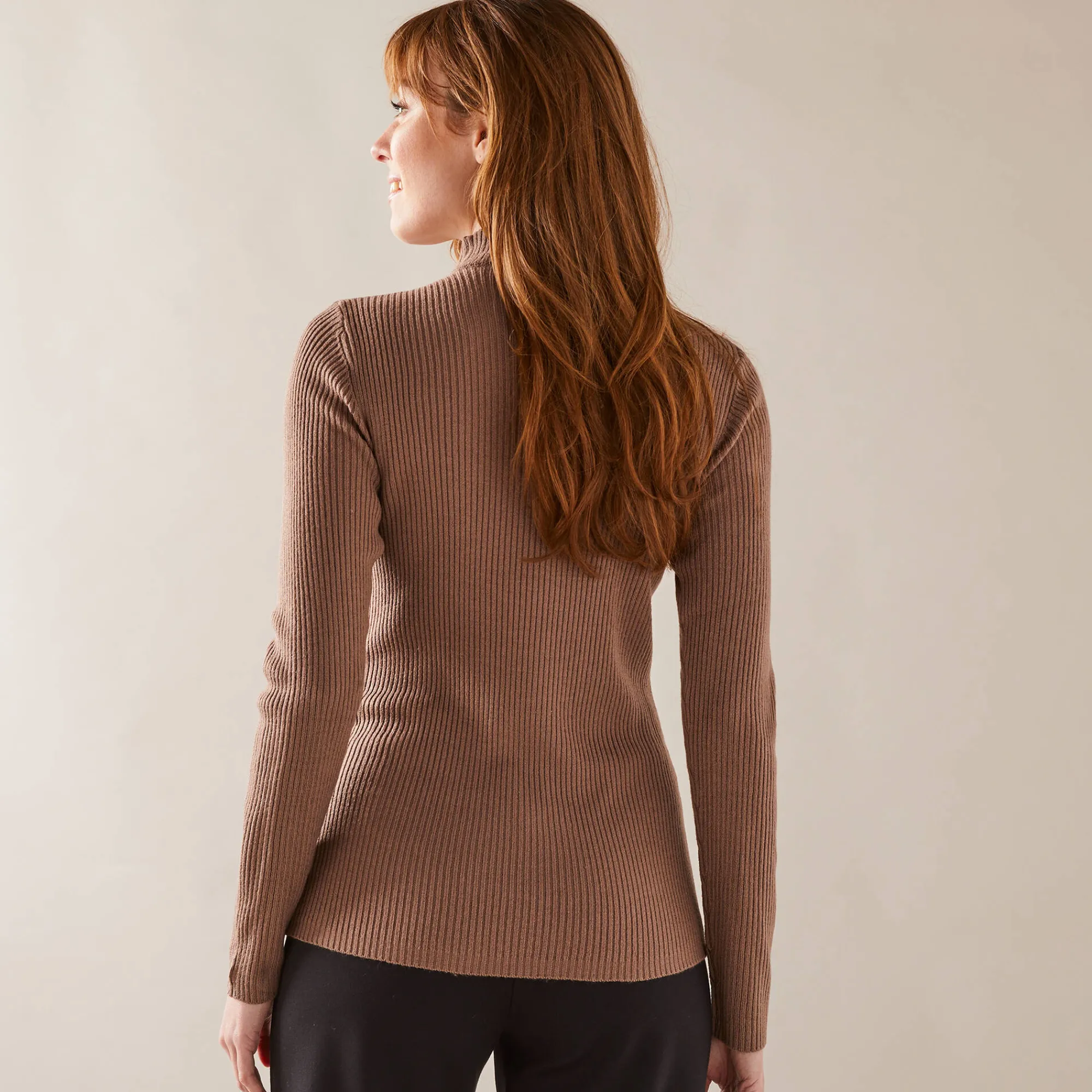 Trui En Vest<Blancheporte Trui met opstaande kraag, 63 cm lang taupe