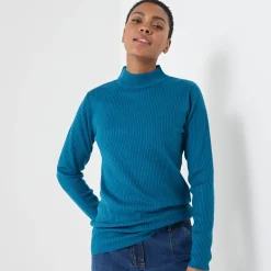 Trui En Vest<Blancheporte Trui met opstaande kraag, 72 cm lang eendenblauw