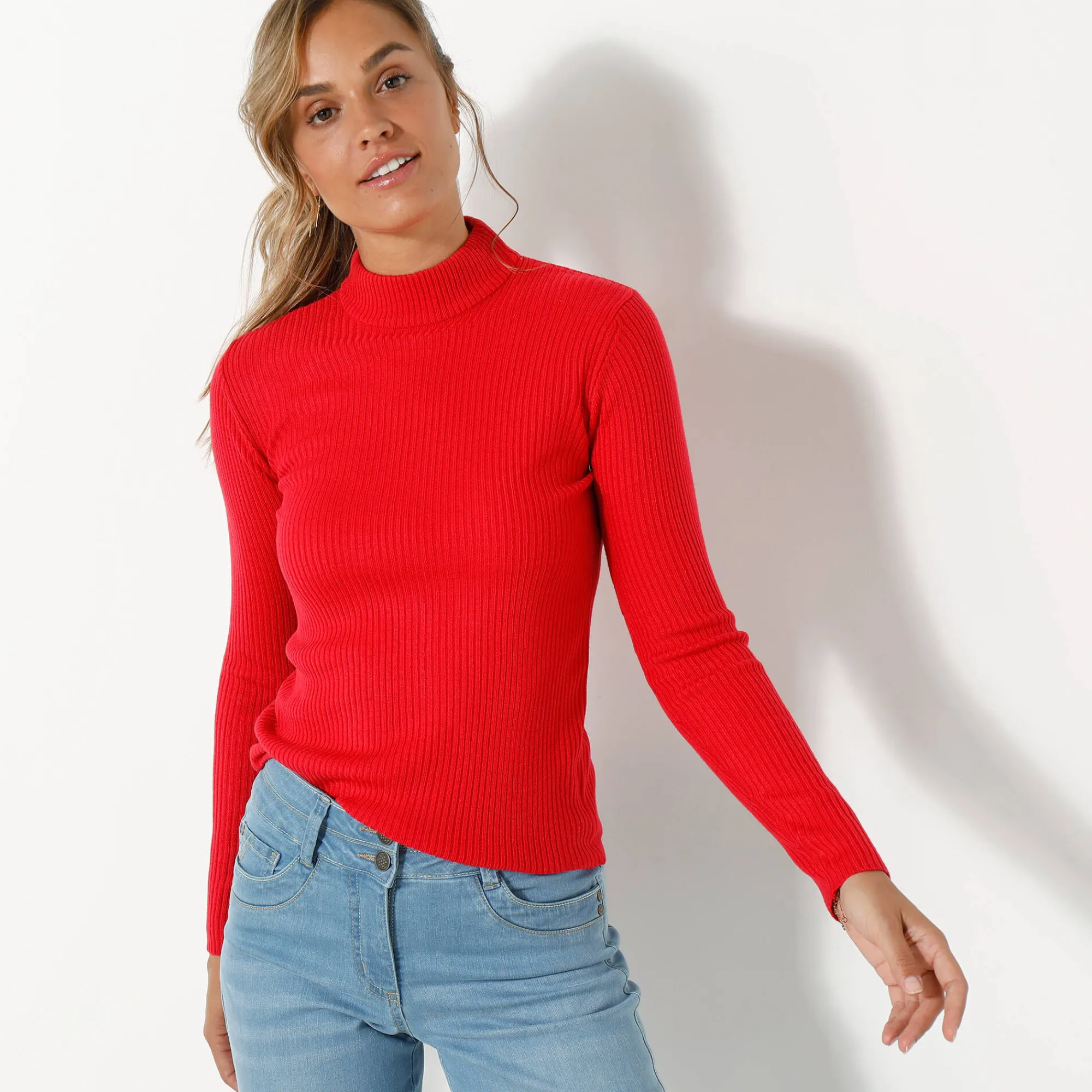 Trui En Vest<Blancheporte Trui met opstaande kraag, 63 cm lang rood