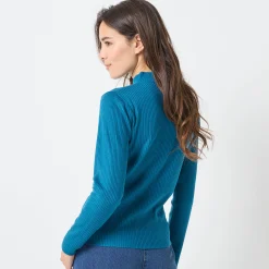 Trui En Vest<Blancheporte Trui met opstaande kraag, 63 cm lang eendenblauw