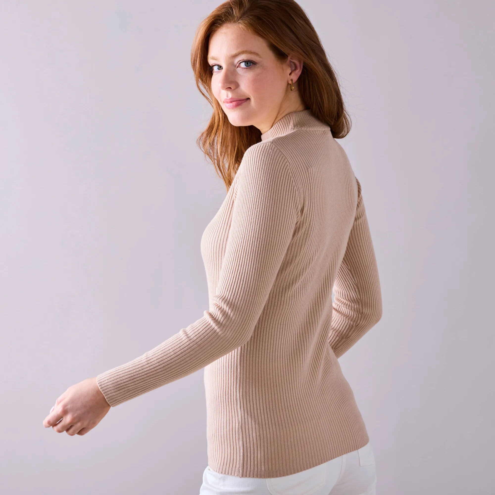 Trui En Vest<Blancheporte Trui met opstaande kraag, 72 cm lang grijsbeige