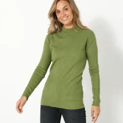 Trui En Vest<Blancheporte Trui met opstaande kraag, 72 cm lang olijfgroen