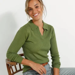 Trui En Vest<Blancheporte Trui met polokraag, ribtricot olijfgroen