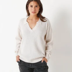 Trui En Vest<Blancheporte Trui met polokraag, ribtricot ecru