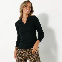 Trui En Vest<Blancheporte Trui met polokraag, ribtricot zwart