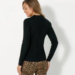 Trui En Vest<Blancheporte Trui met polokraag, ribtricot zwart