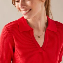 Trui En Vest<Blancheporte Trui met polokraag, ribtricot rood