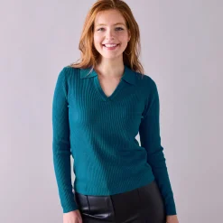 Trui En Vest<Blancheporte Trui met polokraag, ribtricot eendenblauw