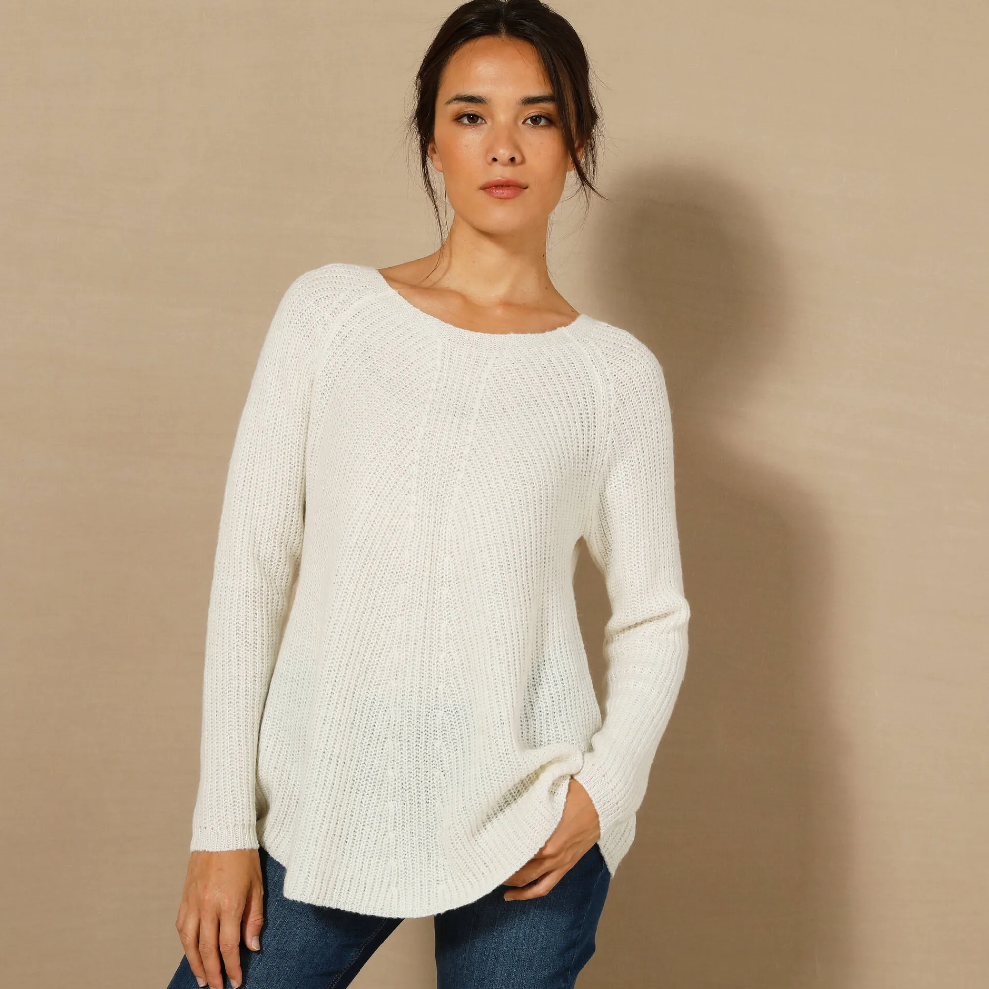Feestoutfits Dames|Trui En Vest<Blancheporte Trui met rijgwerk achter ecru