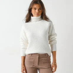 Trui En Vest<Blancheporte Trui met rolkraag, in fantasietricot ecru