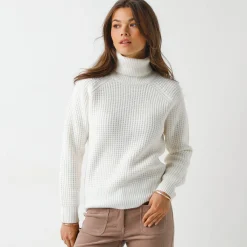Trui En Vest<Blancheporte Trui met rolkraag, in fantasietricot ecru