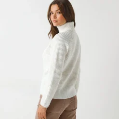 Trui En Vest<Blancheporte Trui met rolkraag, in fantasietricot ecru