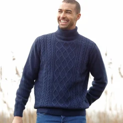 Trui En Vest<Blancheporte Trui met rolkraag, in Iers tricot marine