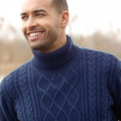Trui En Vest<Blancheporte Trui met rolkraag, in Iers tricot marine