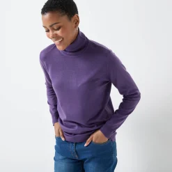Trui En Vest<Blancheporte Trui met rolkraag, zachte touch aubergine
