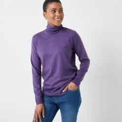 Trui En Vest<Blancheporte Trui met rolkraag, zachte touch aubergine