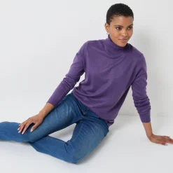 Trui En Vest<Blancheporte Trui met rolkraag, zachte touch aubergine