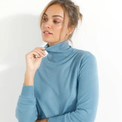 Trui En Vest<Blancheporte Trui met rolkraag, zachte touch grijsblauw