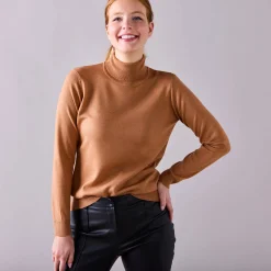 Trui En Vest<Blancheporte Trui met rolkraag, zachte touch hazelnootbruin
