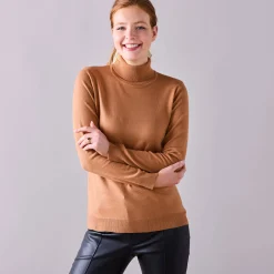 Trui En Vest<Blancheporte Trui met rolkraag, zachte touch hazelnootbruin