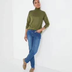 Trui En Vest<Blancheporte Trui met rolkraag, zachte touch kaki