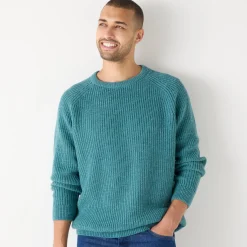 Trui En Vest<Blancheporte Trui met ronde hals en haak ingezette mouwen, patenttricot met 30% wol gespikkeld celadon