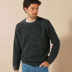 Trui En Vest<Blancheporte Trui met ronde hals en haak ingezette mouwen, patenttricot met 30% wol antraciet