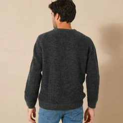 Trui En Vest<Blancheporte Trui met ronde hals en haak ingezette mouwen, patenttricot met 30% wol antraciet