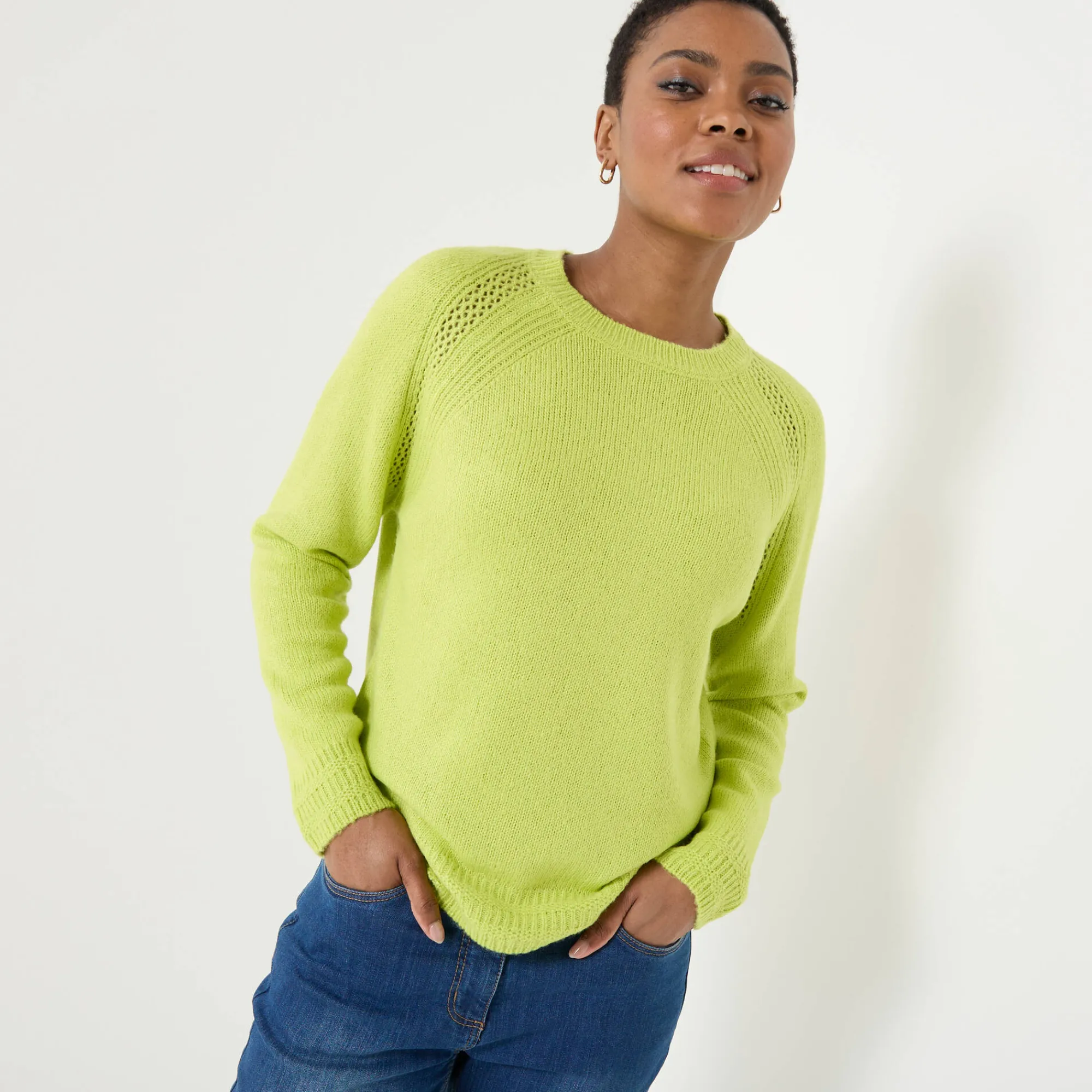 Trui En Vest<Blancheporte Trui met ronde hals, fantasietricot met zachte touch anijs