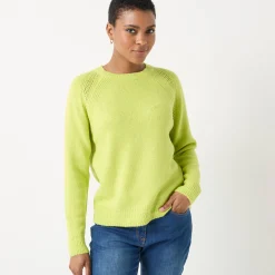Trui En Vest<Blancheporte Trui met ronde hals, fantasietricot met zachte touch anijs