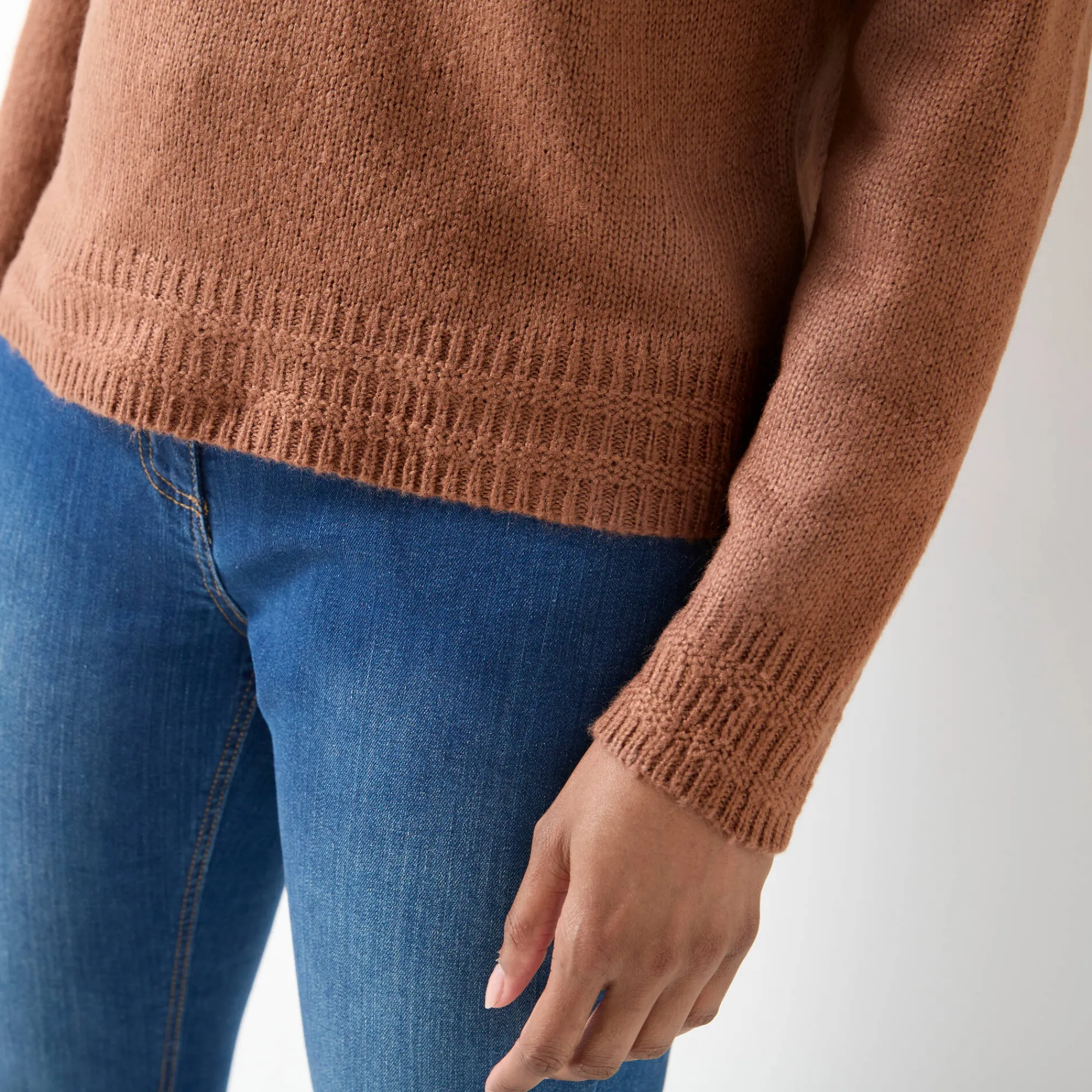 Trui En Vest<Blancheporte Trui met ronde hals, fantasietricot met zachte touch chocolade