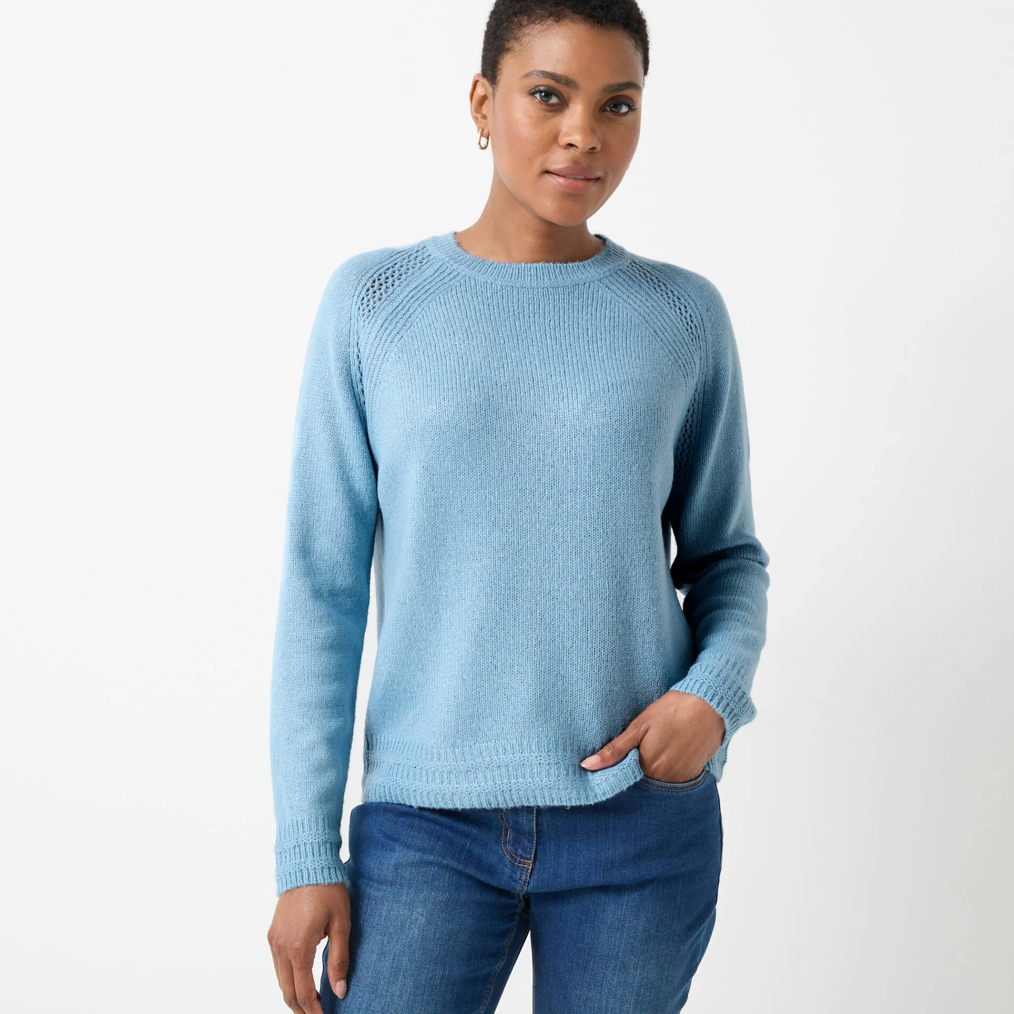Trui En Vest<Blancheporte Trui met ronde hals, fantasietricot met zachte touch grijsblauw
