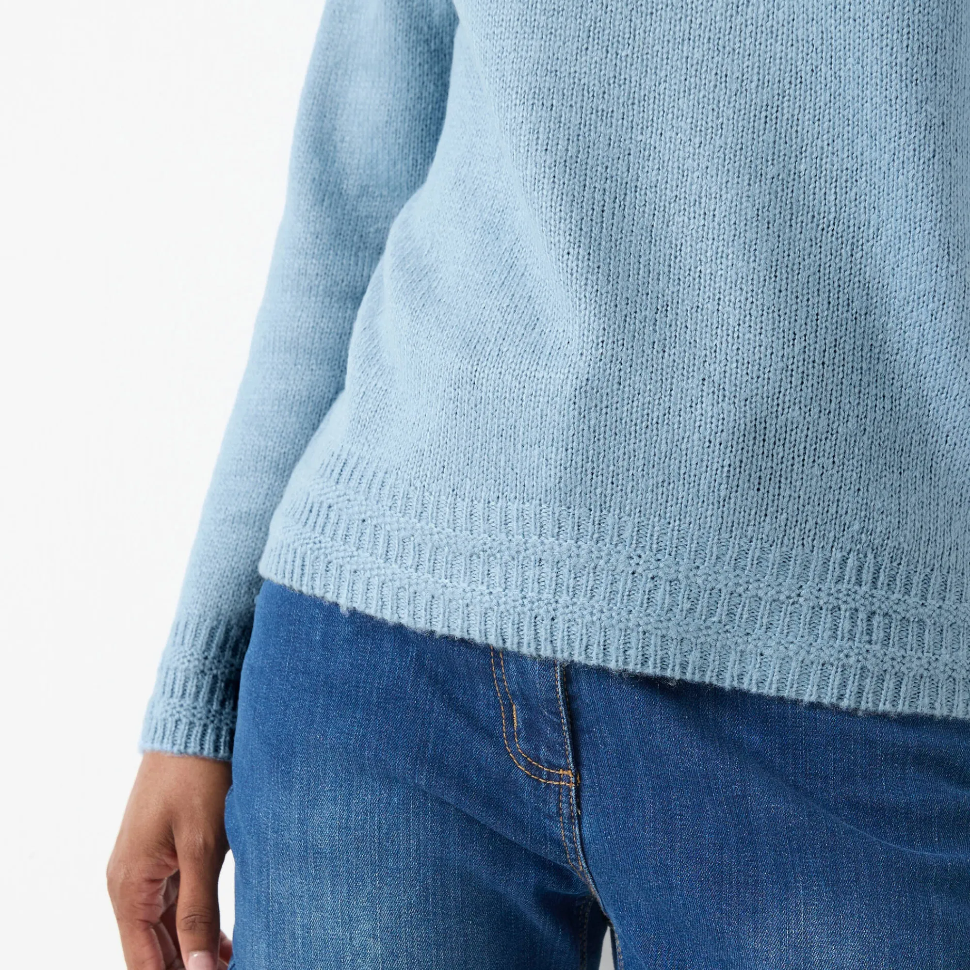 Trui En Vest<Blancheporte Trui met ronde hals, fantasietricot met zachte touch grijsblauw