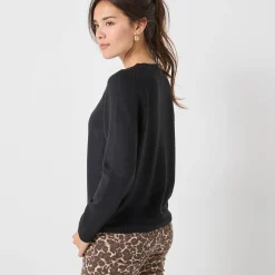 Trui En Vest<Blancheporte Trui met ronde hals, fantasietricot met zachte touch zwart