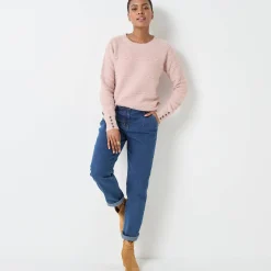 Trui En Vest<Blancheporte Trui met ronde hals, harig fantasietricot poederroze