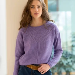 Trui En Vest<Blancheporte Trui met ronde hals in fantasietricot parma