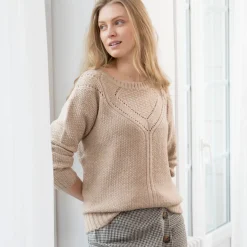 Trui En Vest<Blancheporte Trui met ronde hals in fantasietricot chiné beige