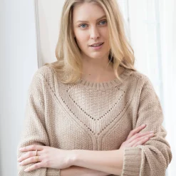 Trui En Vest<Blancheporte Trui met ronde hals in fantasietricot chiné beige