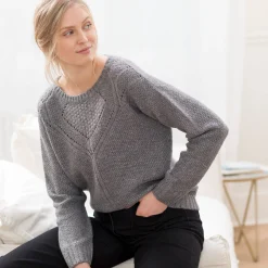 Trui En Vest<Blancheporte Trui met ronde hals in fantasietricot chiné grijs