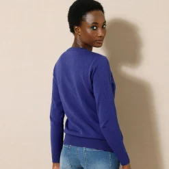 Trui En Vest<Colors&Co Trui met ronde hals in lamswol felblauw