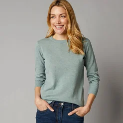 Trui En Vest<Colors&Co Trui met ronde hals in lamswol grijsgroen