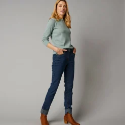Trui En Vest<Colors&Co Trui met ronde hals in lamswol grijsgroen