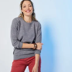 Trui En Vest<Colors&Co Trui met ronde hals in lamswol chiné grijs