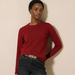 Trui En Vest<Colors&Co Trui met ronde hals in lamswol bordeaux